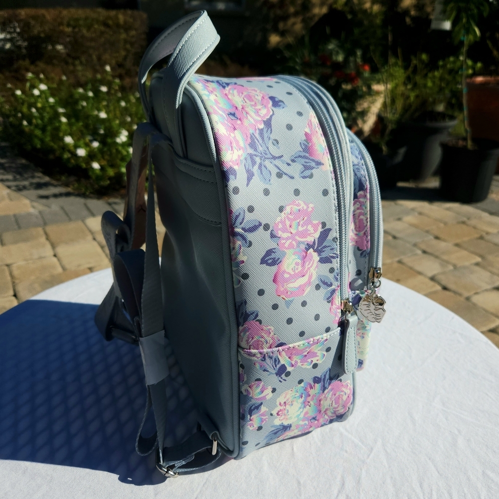 NWT Luv Betsey Johnson Pastel Blue Heart Embroidery & Pastel Rose Print Purse - Picture 5 of 13